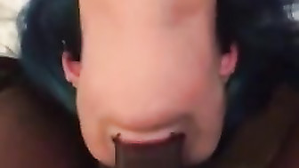 Massive BBC uses white girl's throat like its her pussy