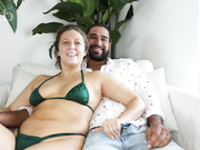 Sexy white babe gets thick BBC bareback in her pussy and creamy load in her mouth