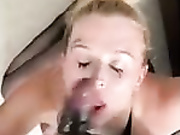 Blondie slut loves sucking BBC and swallowing