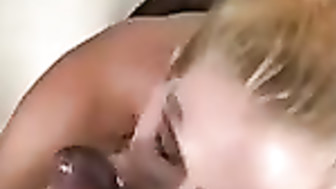 Blondie slut loves sucking BBC and swallowing