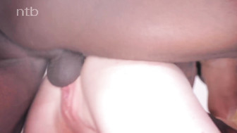 Two huge black guys fucks slim blonde chick