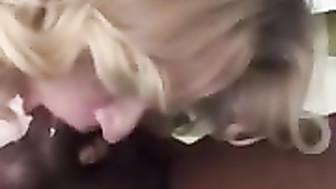 Blonde granny loves sucking young cock