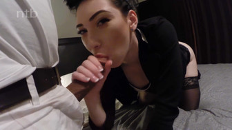 Hottie in black stockings fucks big black cock