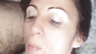 Hotwife facial cumshot