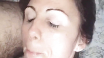 Hotwife facial cumshot