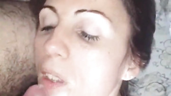 Hotwife facial cumshot