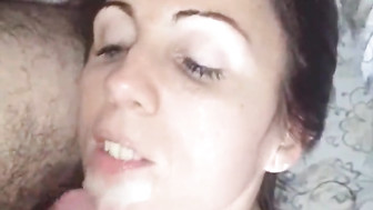 Hotwife facial cumshot