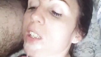 Hotwife facial cumshot