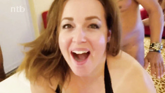 Horny lovers take turns and shower that sexy white MILF with cum