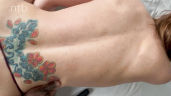 Beautiful redhead sucks off that BBC and gets creampie on her pussy