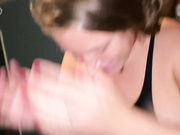 White wife rides lover's big black cock