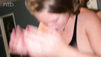 White wife rides lover's big black cock