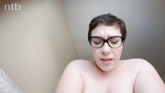 Busty white nerd shows her fine curves and gets impregnated by BBC