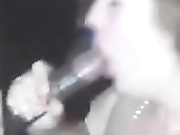 She sucks black bull's cock and gets a nice treat