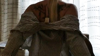 Blonde Wife Taking First BBC Smiles at Husband