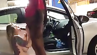 Naked Girlfriend Sucking BBC in a Parking Garage