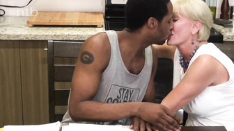 Cuckold white MILF takes her hung black buck in her bedroom and gets fucked