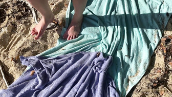 Sexy Blonde Hotwife Having a Threesome on The Beach