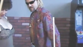 Hot mature horny slut looses a game of pool hippy guys gets some ass