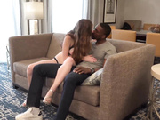 Skinny redhead teed babe gets creampied by her endowed black lover