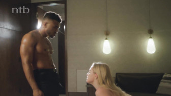 Cuckold white wife fucks that BBC and gets shower of cum on her boobs