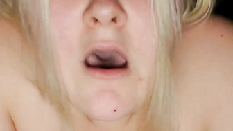 Busty white teen gets BBC creampie all over her bald pussy