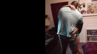 Cuckold white nerd pleases her hubby and endowed black lover