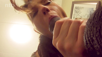 Cuckold white wife sucks BBC off and gets it bareback from behind