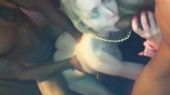 Homies tag team horny blonde Brit at her party