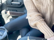 White MILF jumps on that big black cock and fucks it on back seat