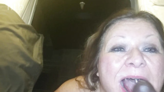 Cuckold white wife takes spoon full of black lover's cream