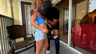 Black lover with huge cock and pretty white blonde