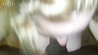 Cuckold blond gets that bareback bbc and full shot of creamy jizz