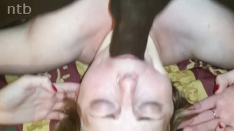 Cuckold blond gets that bareback bbc and full shot of creamy jizz