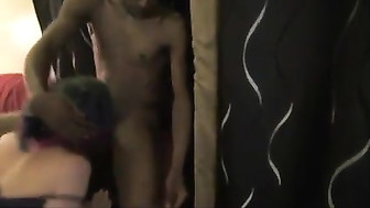 Emo amateur wife rocked by two black cocks