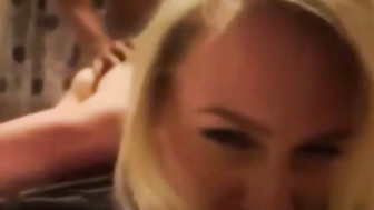 Beautiful blonde wife trying first BBC cuckold with panties on in front of hubby