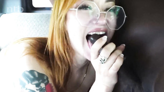 Sexy PAWG with red hair takes BBC in the car