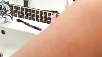 Gorgeous Blonde Wife Fucking Lover in the Bathroom