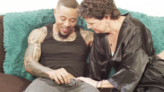 Hung black stud creampies white milf with his creamy black cum