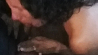 Sex Kitten sucking big fat daddy black dick