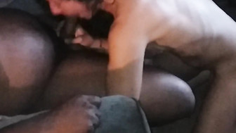 Sex Kitten sucking big fat daddy black dick