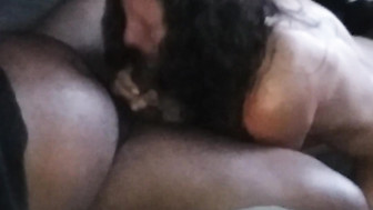 Sex Kitten sucking big fat daddy black dick