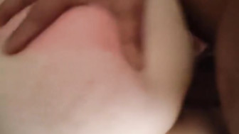 Thick ass white girl cums on a black cock