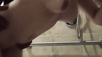 Redhead girl takes BBC in shower