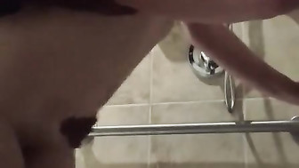 Redhead girl takes BBC in shower