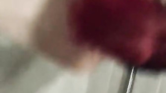 Redhead girl takes BBC in shower
