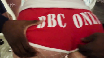 Cuckold white milf gets fucked by bunch of endowed black studs