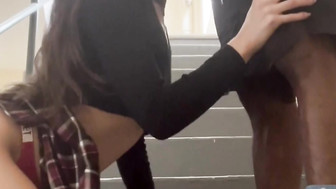 School girl was picked up by bbc and got her throat fucked