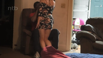 Curvy body brunette MILF with her younger BBC