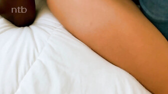 Cuckold white wife gets real cum shower from hubby and black stud